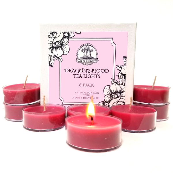 Dragon's Blood Soy Tea Light Candles for Power, Protection, Love & Passion