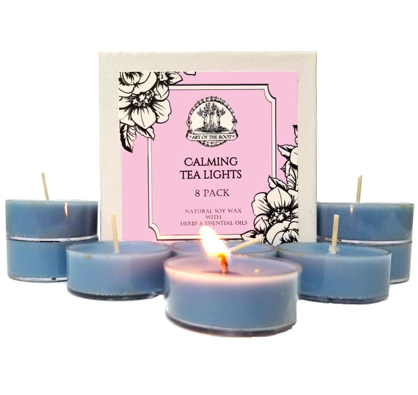 Calming Soy Tea Light Candles (8 Count) for Stress, Anxiety, Tension, Emotional Turmoil & Worry