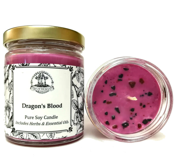 Dragons Blood Soy Spell Candle For Protection, Purification, Power & Love