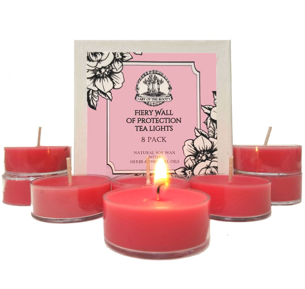 Fiery Wall of Protection Soy Tea Light Candles for Negativity, Bad Energy & Malicious Intentions