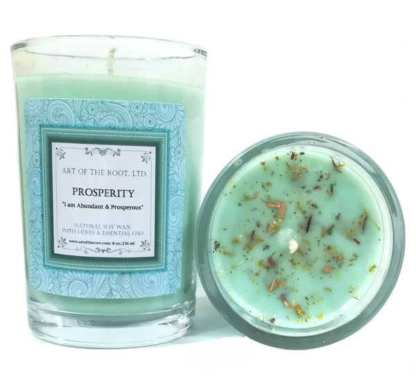 Prosperity Affirmation Soy Candle for Abundance, Good Fortune, Luck, Success & Obtaining Goals
